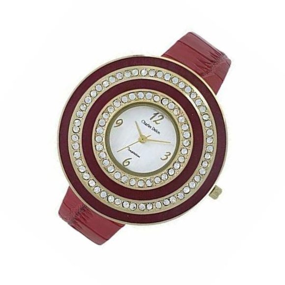 Charles Delon Casual Style Red/Gold Watch - Picture 2 of 3